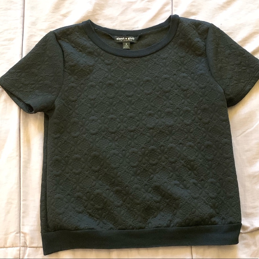 Black Quilted Floral T-Shirt